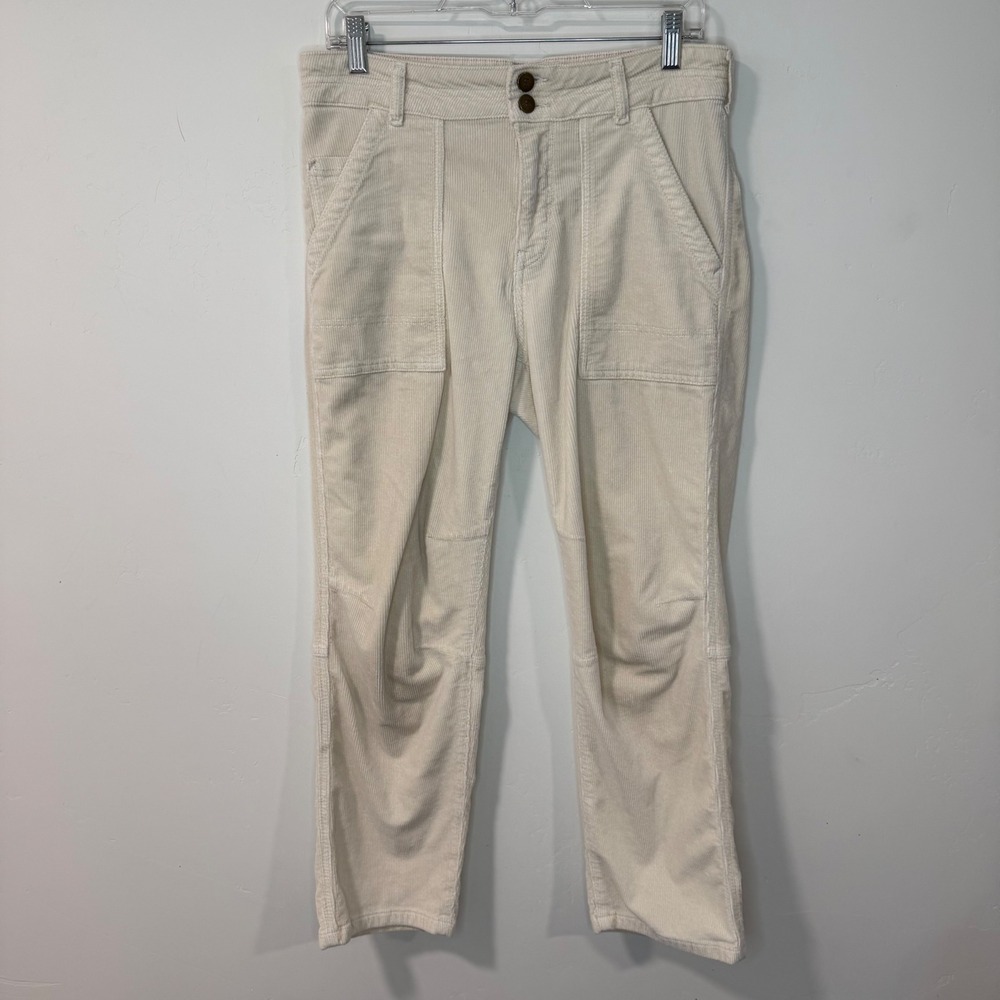 Pilcro Womens Wanderer Corduroy Utility Pants 28 Cream Straight Leg Patch Pocket